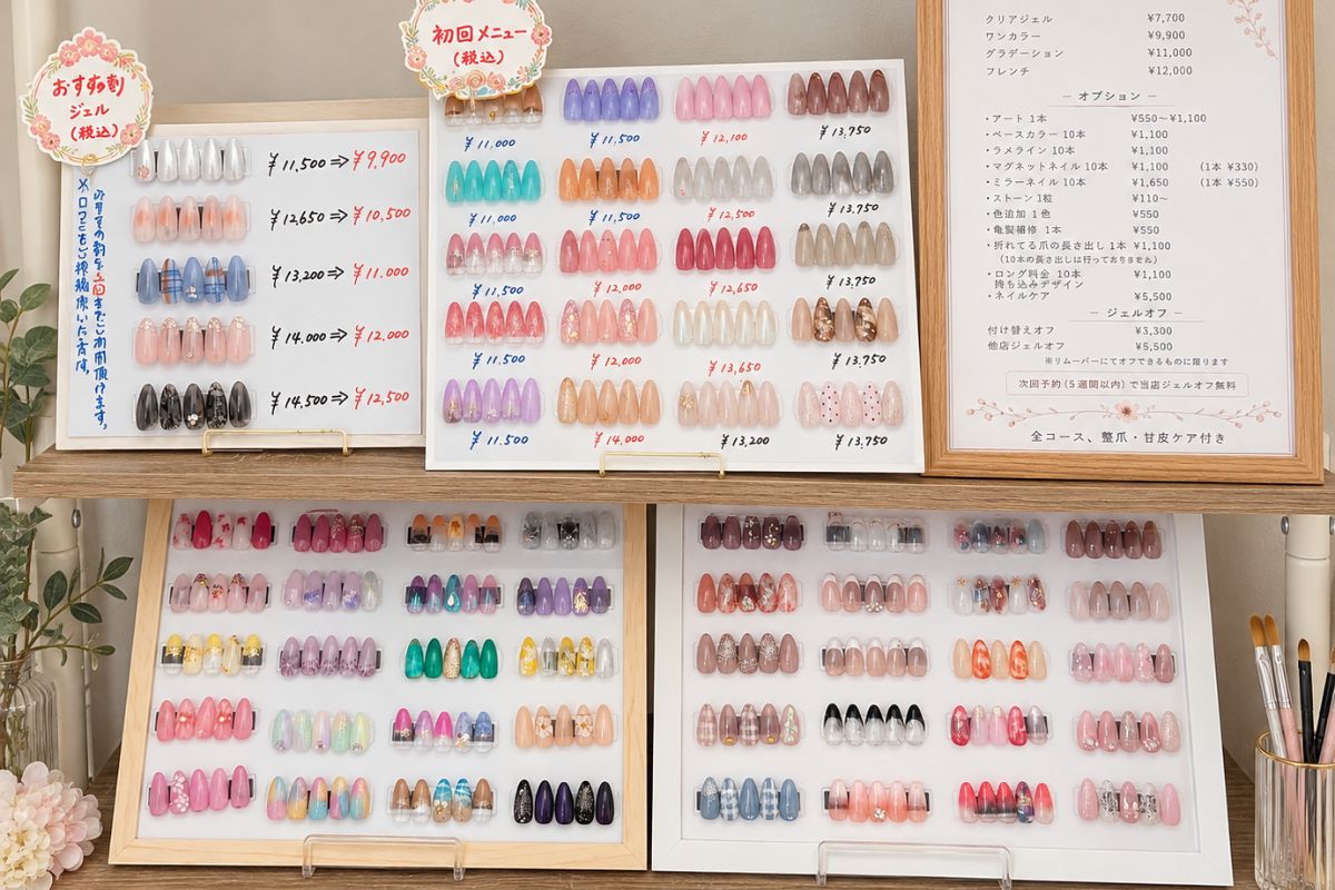 海田町ネイルサロン Nail House Vivian 手が美しく見える40代50代向けのデザインが豊富